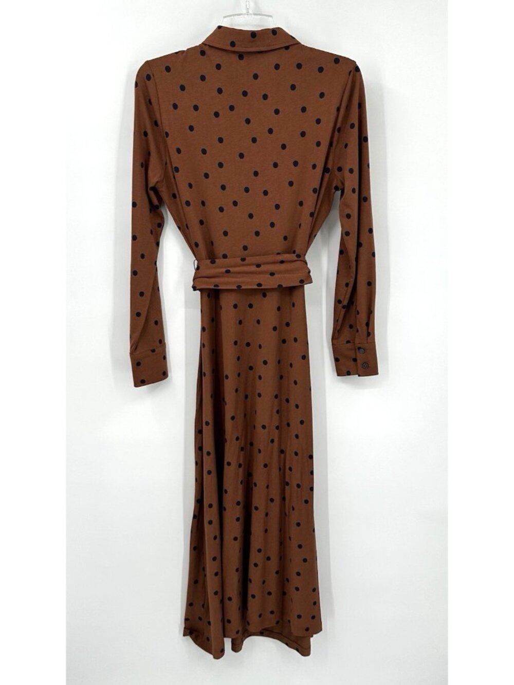 BODEN LAURA polka dot dress midi brown 8L tall long business professional office - Picture 7 of 11